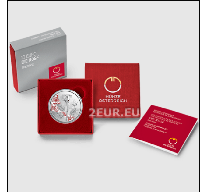  Autriche 10 euro  Pièce d'argent Proof 2021 - LA ROSE