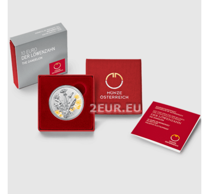  Autriche 10 euro  Pièce d'argent Proof 2022 - LE PISSENLIT