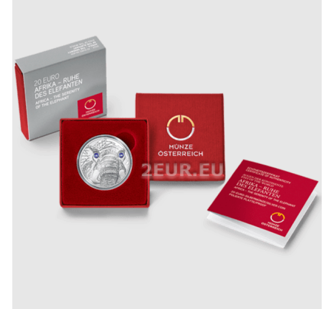 Autriche 20 euros Pièce d'argent 2022 – Eyes of the World - Afrique - Sérénité de l'éléphant