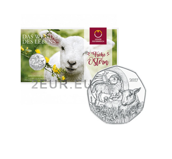 Autriche 5 euros Pièce d'argent 2017 - Agneau de Pâques