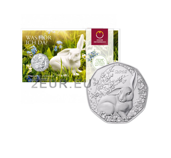 Autriche 5 euros Pièce d'argent 2018 - lapin de Pâques