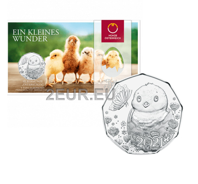 Autriche 5 euros Pièce d'argent 2021 - POULET DE PÂQUES