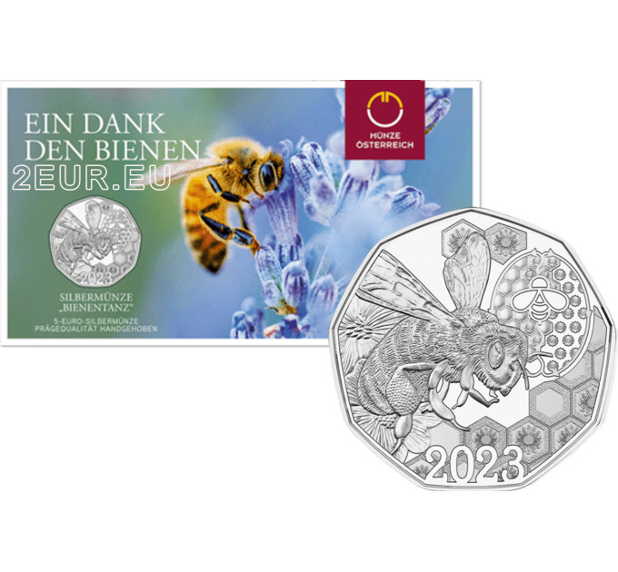 Autriche 5 euros Pièce d'argent 2023 - La danse frétillante - Abeilles 