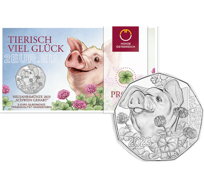 Autriche 5 euros Pièce d'argent 2023 - Nouvel An 2023 - COCHON 