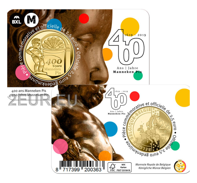 Belgique 2,5 euros BU 2019 - 400 ans manneken pis - FR