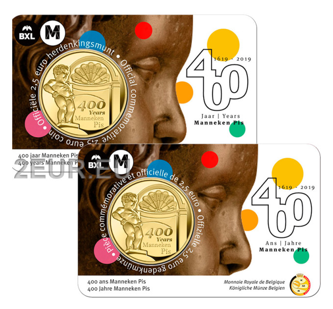 Belgique 2,5 euros BU 2019 - 400 ans manneken pis - FR+NL