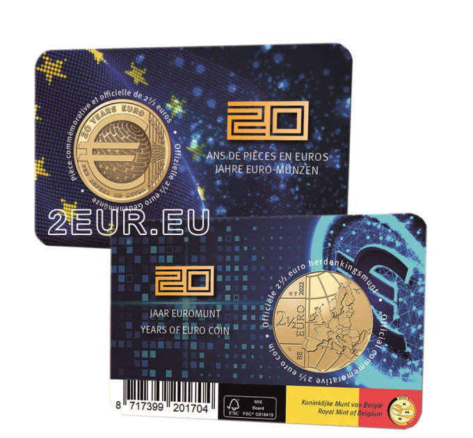 Belgique 2,5 euros BU 2022 - 20 Ans des Pièces en Euros - FR