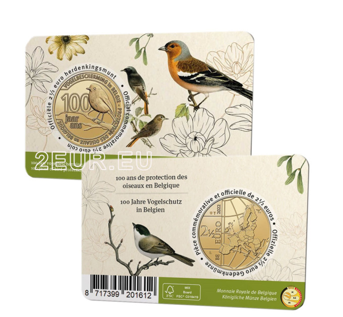 Belgique 2,5 euros BU 2022 - 100 ans de protection des oiseaux en Belgique  - NL