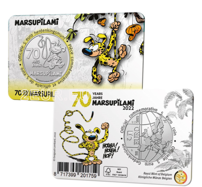 Belgique 5 euros BU 2022 - 70 ans du Marsupilami - Relief