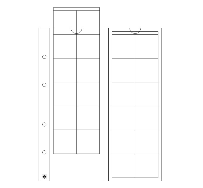 FEUILLE DE MONNAIE - OPTIMA (LEUCHTTURM) - 24 PIÈCES jusqu'à 34 mm Ø, transparent