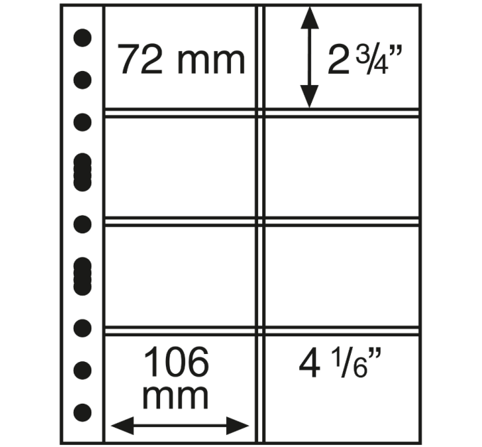 FEUILLE POUR CARTE DE PIÈCES - OPTIMA (LEUCHTTURM) - 8 PIÈCES