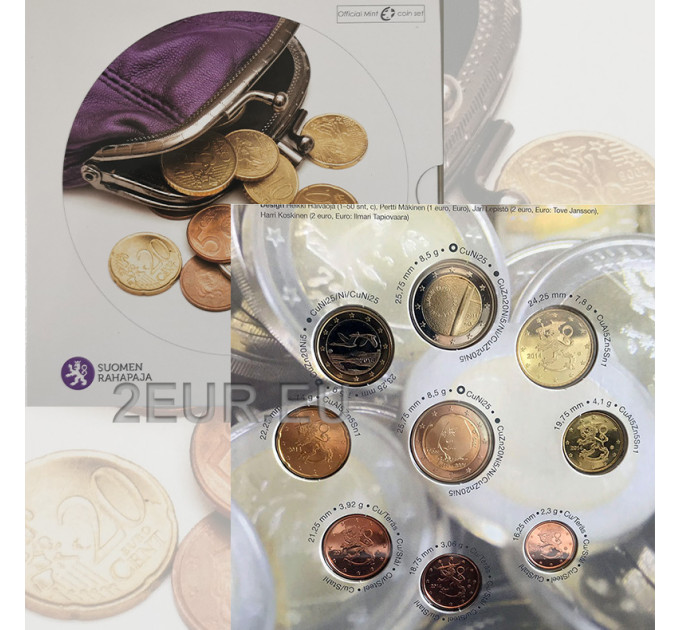 Finlande coffret euro BU 2014 - Les pièces en euros