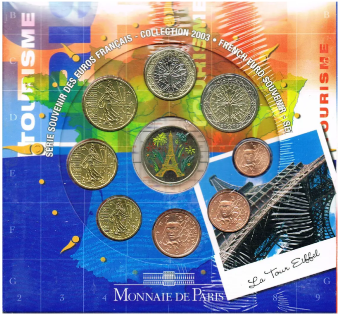 France BU Série 2003 - Ensemble de pièces en euros - Souvenir BU-Set Tour Eiffel