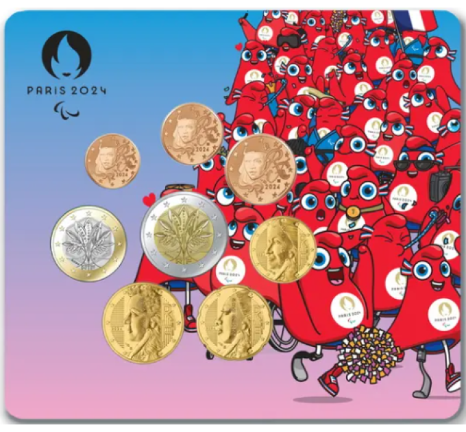 France BU Série 2024 - Ensemble de pièces en euros - Mascotte Paralympique