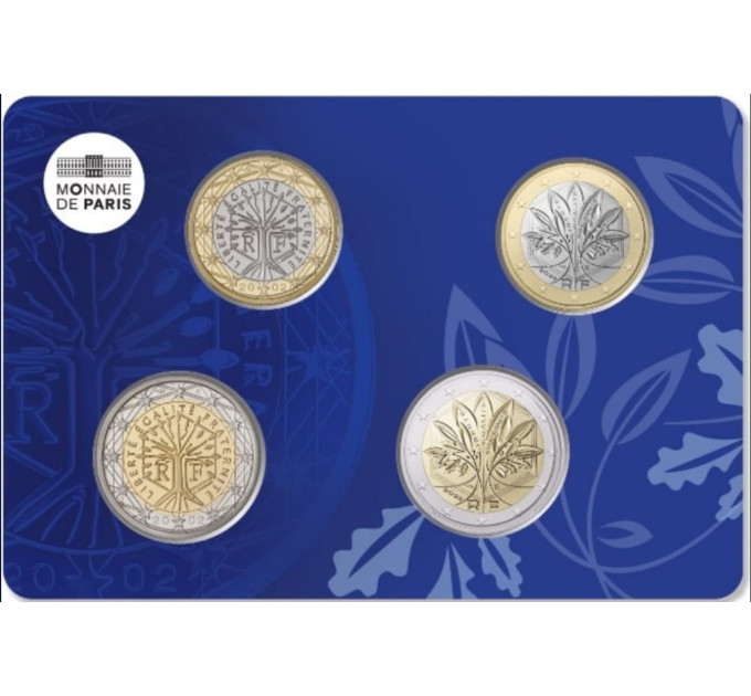 France BU Série 2022 - Ensemble de pièces en euros - Quadriptyque - 1 et 2 euros