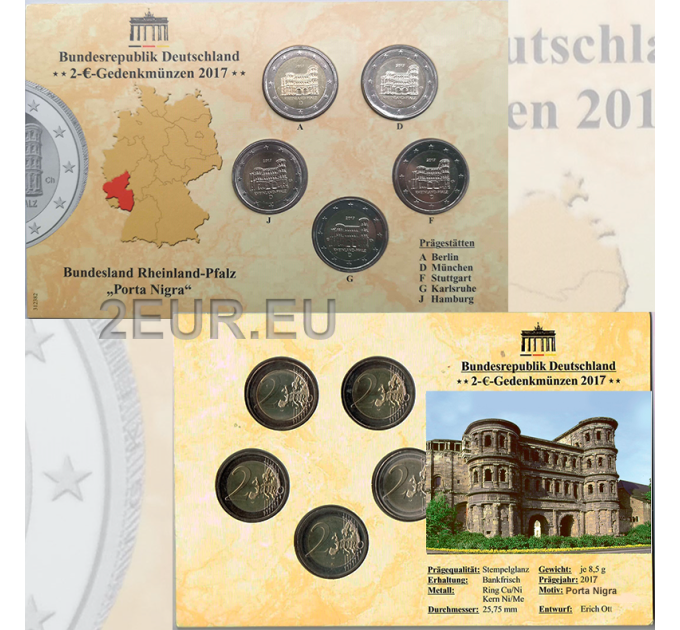 Allemagne 2 Coffret Euros BU 2017 - Rhénanie-Palatinat - ADFGJ
