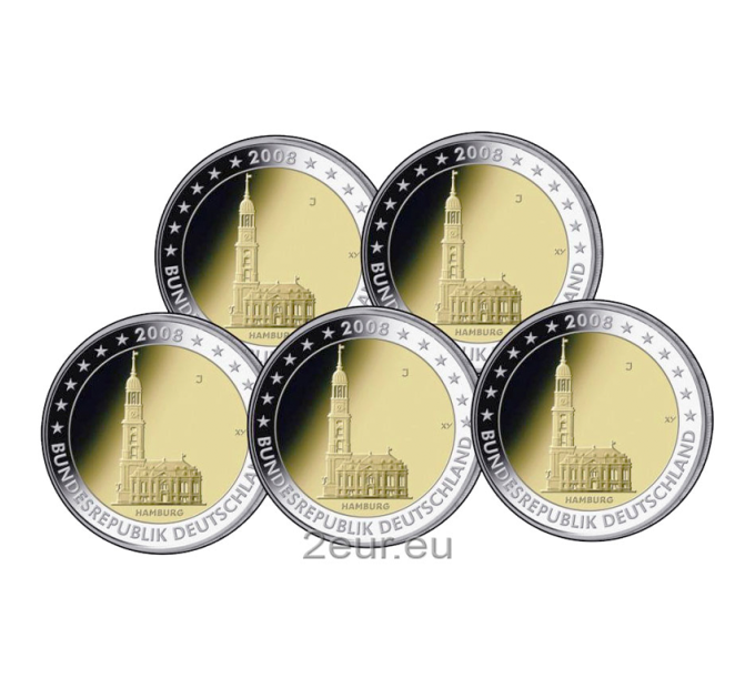 Allemagne 2 euros UNC 2008 - Hambourg - Église Saint-Michel - ADFGJ