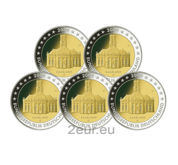 Allemagne 2 euros UNC 2009 - Sarre - Ludwigskirche Sarrebruck - ADFGJ