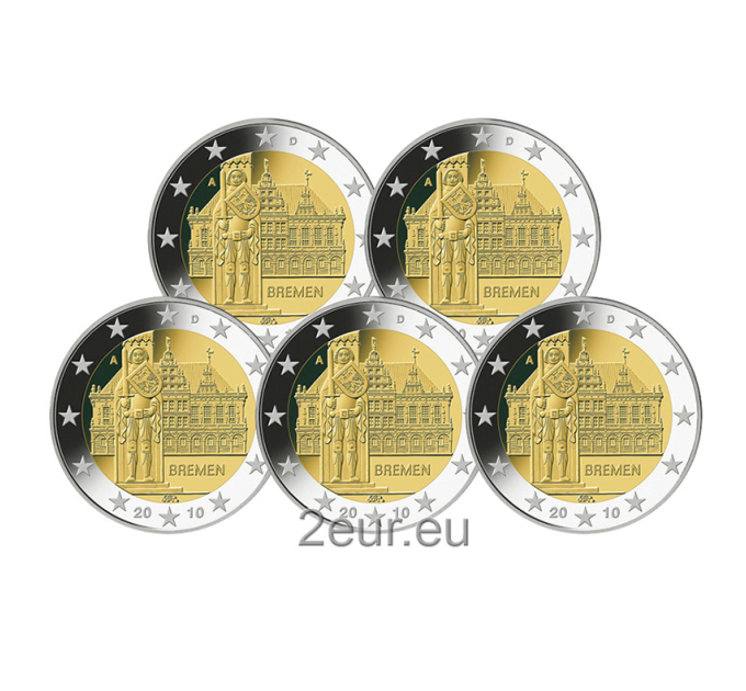 Allemagne 2 euros UNC 2010 - Brême - Hôtel de ville et Roland - ADFGJ