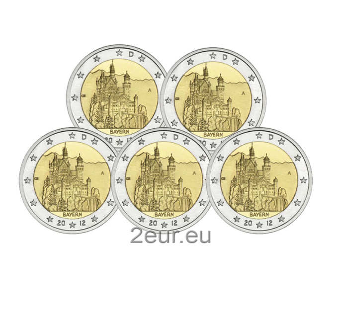 Allemagne 2 euros UNC 2012 - Bavière - Château de Neuschwanstein - ADFGJ