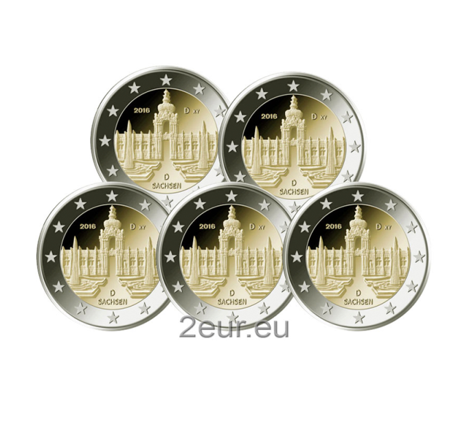 Allemagne 2 euros UNC 2016 - Saxe - Palais Zwinger à Dresde - ADFGJ