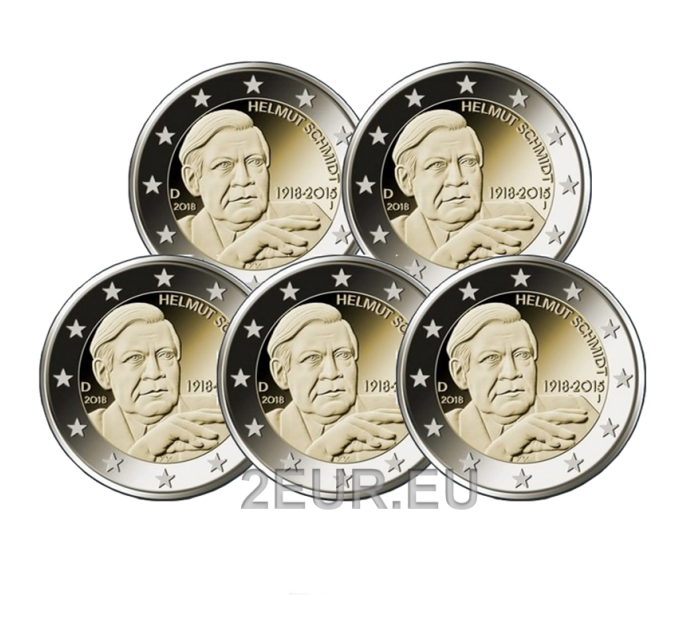 Allemagne 2 euros UNC 2018 - 100e anniversaire d'Helmut Schmidt - ADFGJ