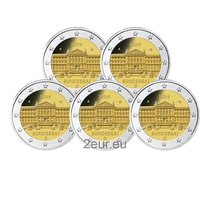Allemagne 2 euros UNC 2019 - 70 ans depuis la Constitution du Conseil fédéral - Bundesrat - ADFGJ