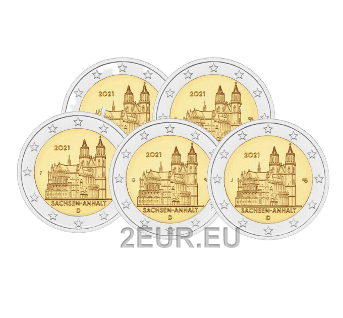 Allemagne 2 euros UNC 2021 - Saxe-Anhalt - Cathédrale de Magdebourg - ADFGJ