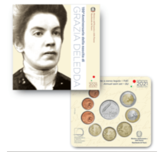 Italie 2021 - Coffret euro BU + argent - Grazia Deledda
