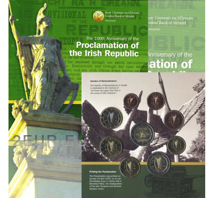 Irlande coffret euro BU 2016 - Proclamation de la République d'Irlande - 100 ans depuis l'insurrection de Pâques de 1916 en Irlande