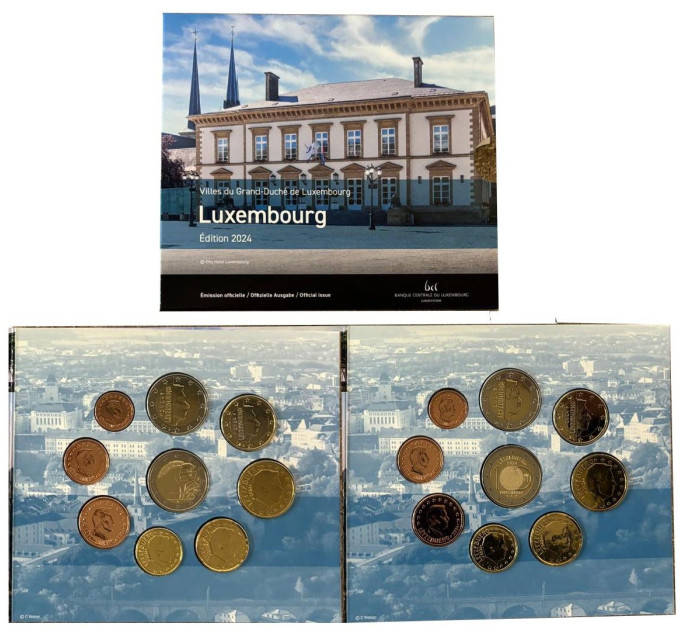 Luxembourg coffret euro BU 2024 - Ville de Luxembourg - 2 Euro Feierstëppler + Grand-Duc Guillaume II