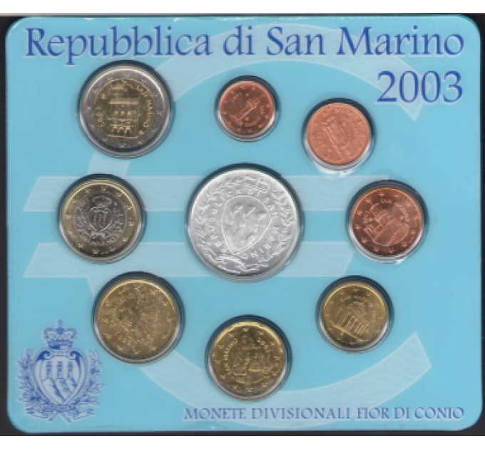 Saint Marin Coffret Euro BU + Pièce de 5 euros en argent 2003