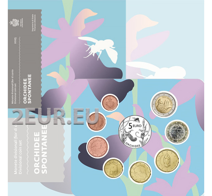 Saint Marin Coffret Euro BU + Pièce de 5 euros en argent 2025