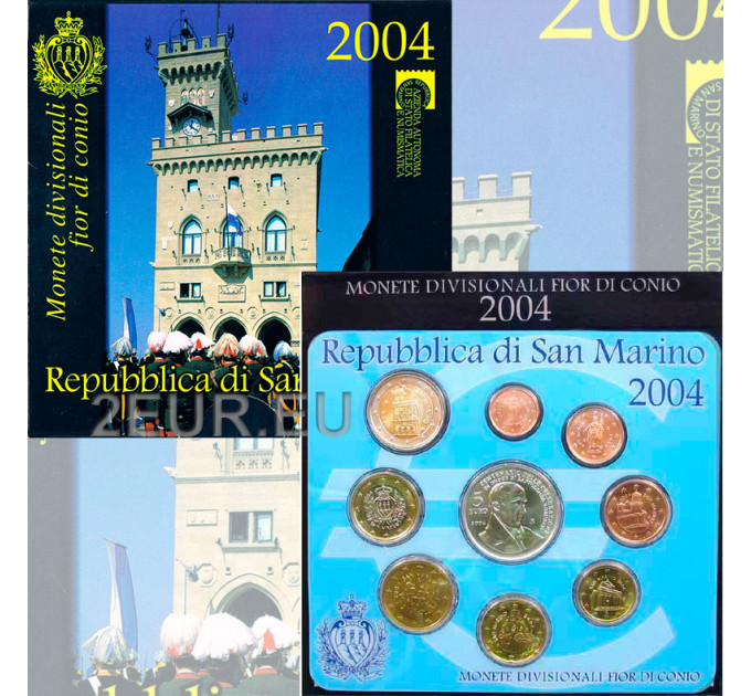 Saint Marin Coffret Euro BU + Pièce de 5 euros en argent 2004