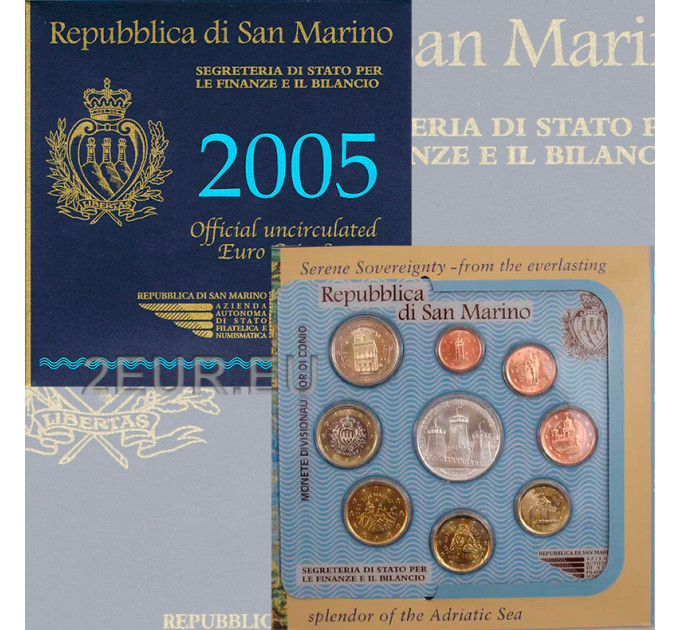 Saint Marin Coffret Euro BU + Pièce de 5 euros en argent 2005