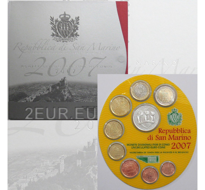 Saint Marin Coffret Euro BU + Pièce de 5 euros en argent 2007