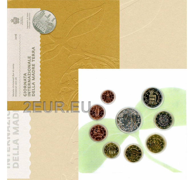 Saint Marin Coffret Euro BU + Pièce de 5 euros en argent 2016