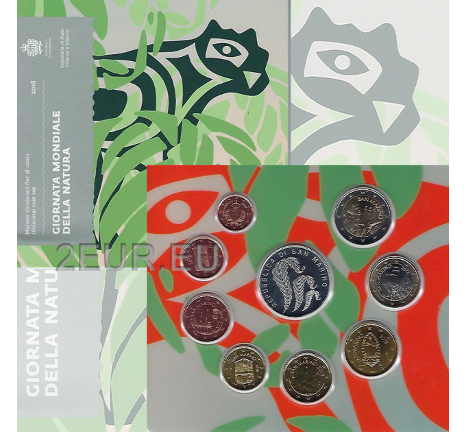 Saint Marin Coffret Euro BU + Pièce de 5 euros en argent 2018