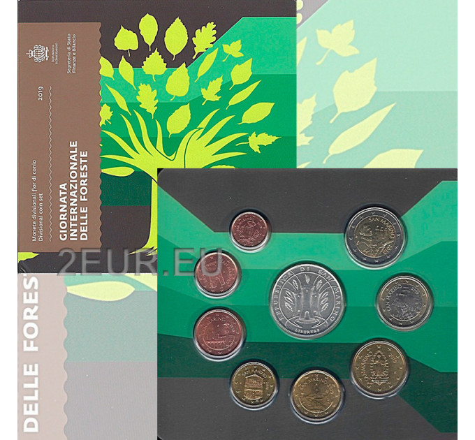 Saint Marin Coffret Euro BU + Pièce de 5 euros en argent 2019