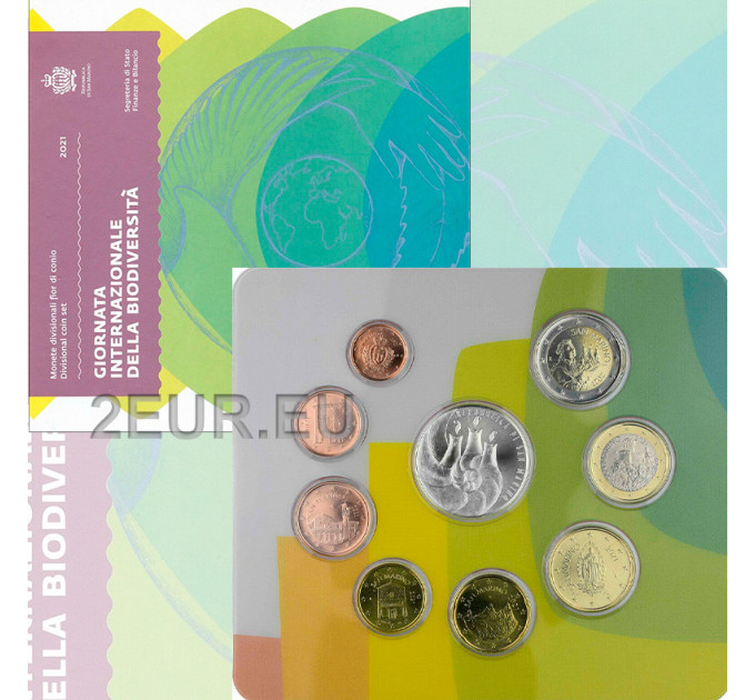 Saint Marin Coffret Euro BU + Pièce de 5 euros en argent 2021
