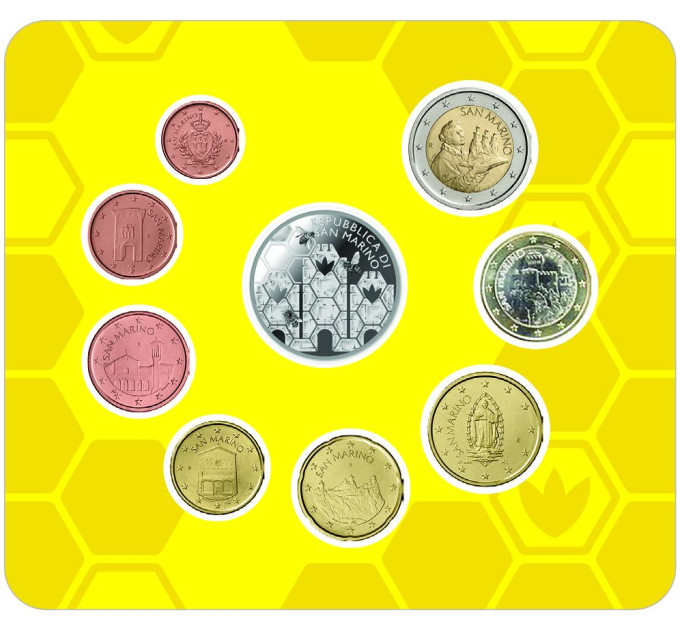 Saint Marin Coffret Euro BU + Pièce de 5 euros en argent 2026