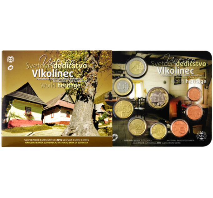 Slovaquie Coffret euro BU 2015 - L'UNESCO en Slovaquie - Vlkolínec