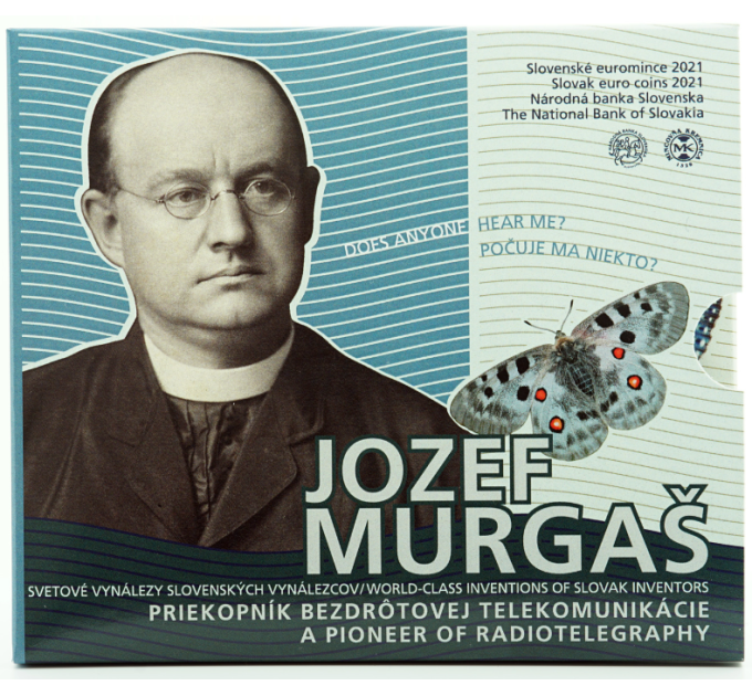 Slovaquie Coffret euro BU 2021 - Inventions mondiales des inventeurs slovaques - Jozef Murgas - Pionnier des télécommunications sans fil