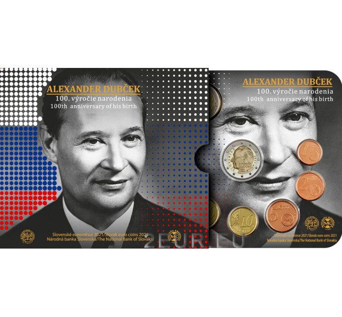 Slovaquie Coffret euro BU 2021 - 100 anniversaire de la naissance d'Alexandre Dubček