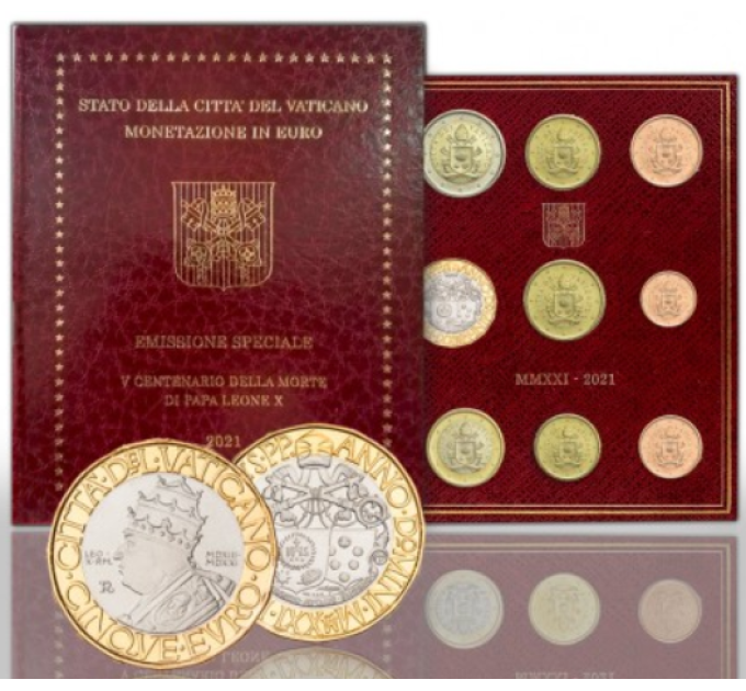 Vatican coffret BU + 5 EURO 2021 - 500e anniversaire de la mort du pape Léon X