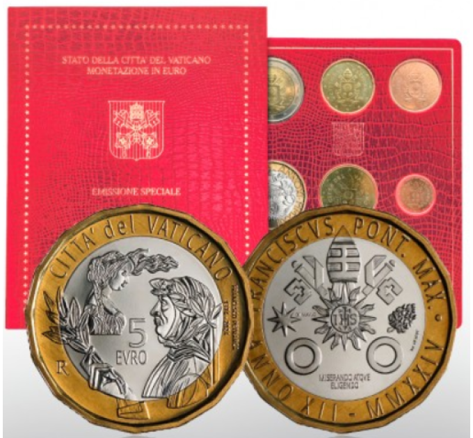 Vatican coffret BU + 5 EURO 2024 - 650e anniversaire de la mort de François Pétrarque