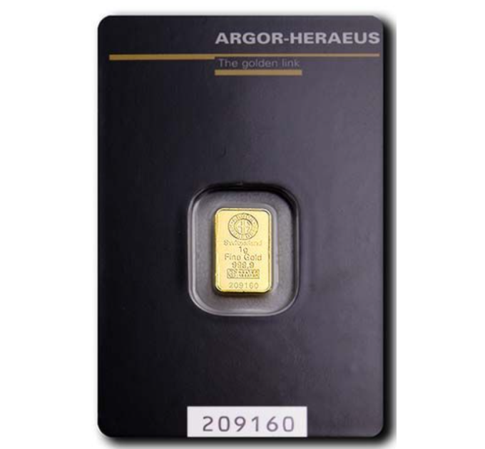 1g Lingot d'or Argor Heraeus