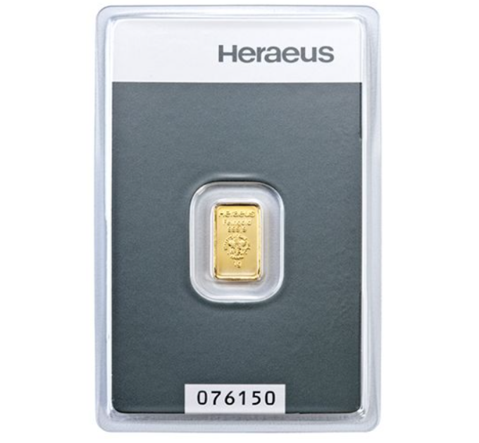 1g Lingot d'or Héraeus