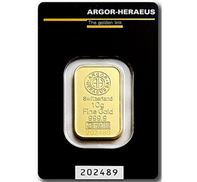 10g Lingot d'or Argor Heraeus