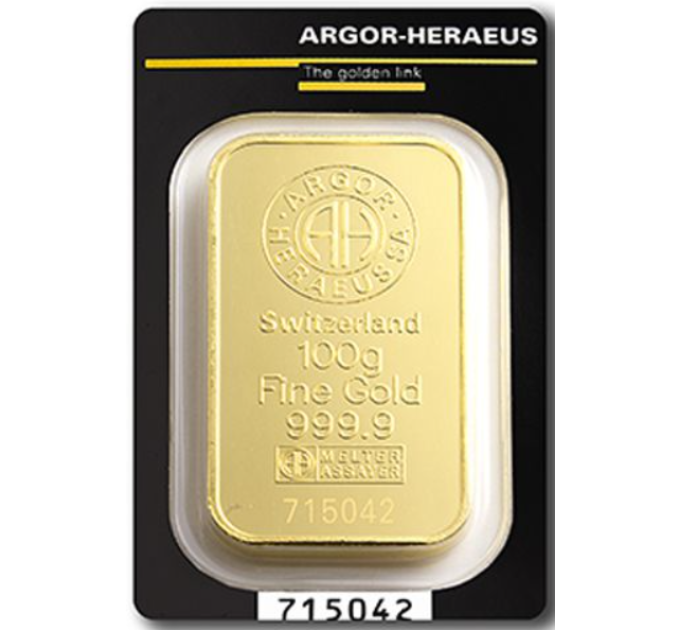 100 g Lingot d'or Argor Heraeus